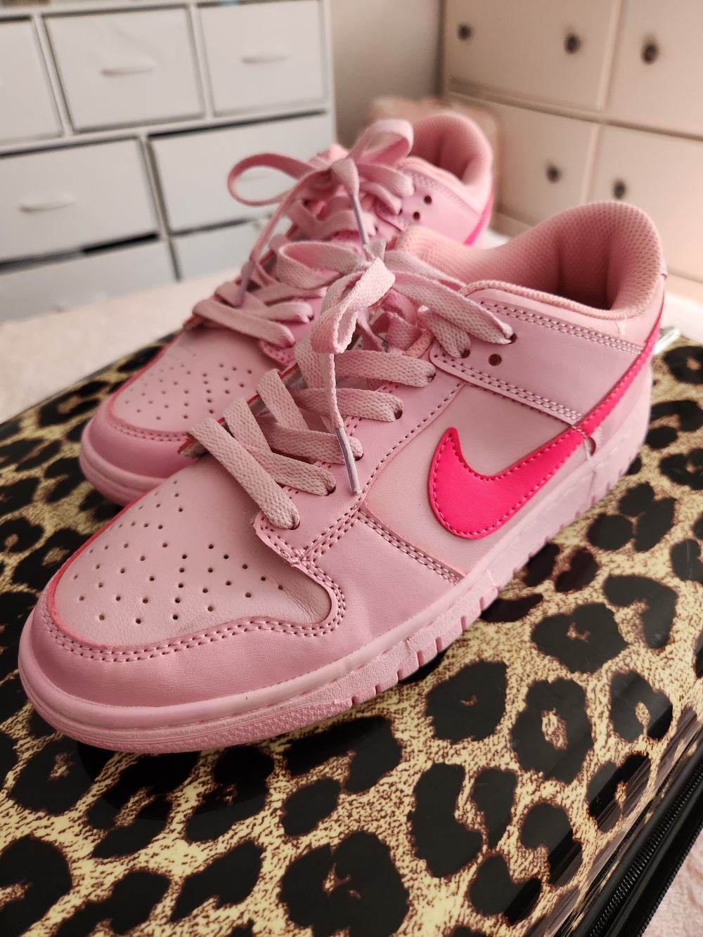 Nike Womens' Pink Sneakers with Hot Pink Swoosh